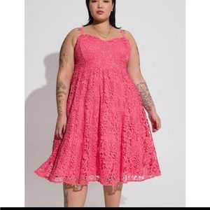 Torrid nwt pink embroidered lace dress